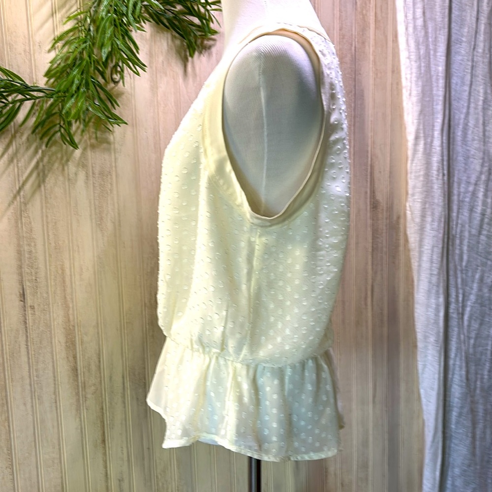 Daniel Rainn Silk Lined Peplum Blouse, Medium, NWOT, Cream Ecru Sheer Elegant - Picture 5 of 14